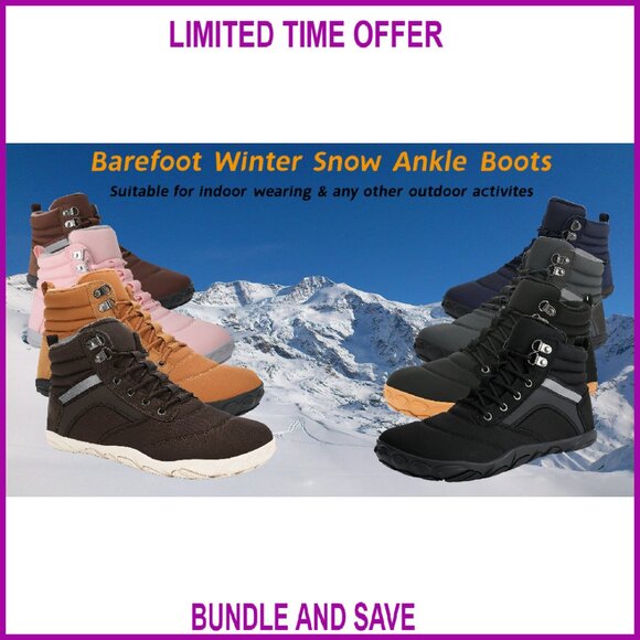 Winter Barefoot Boots Wide Toe Box Zero Drop Sole Water Resistant Ankle Booties - Picture 8 of 8